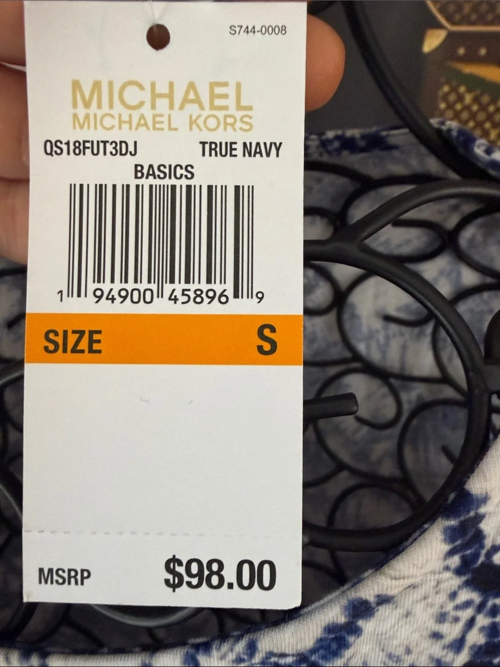 MICHAEL Michael Kors Blue-and-White Floral Cold-Shoulder Shift Dress